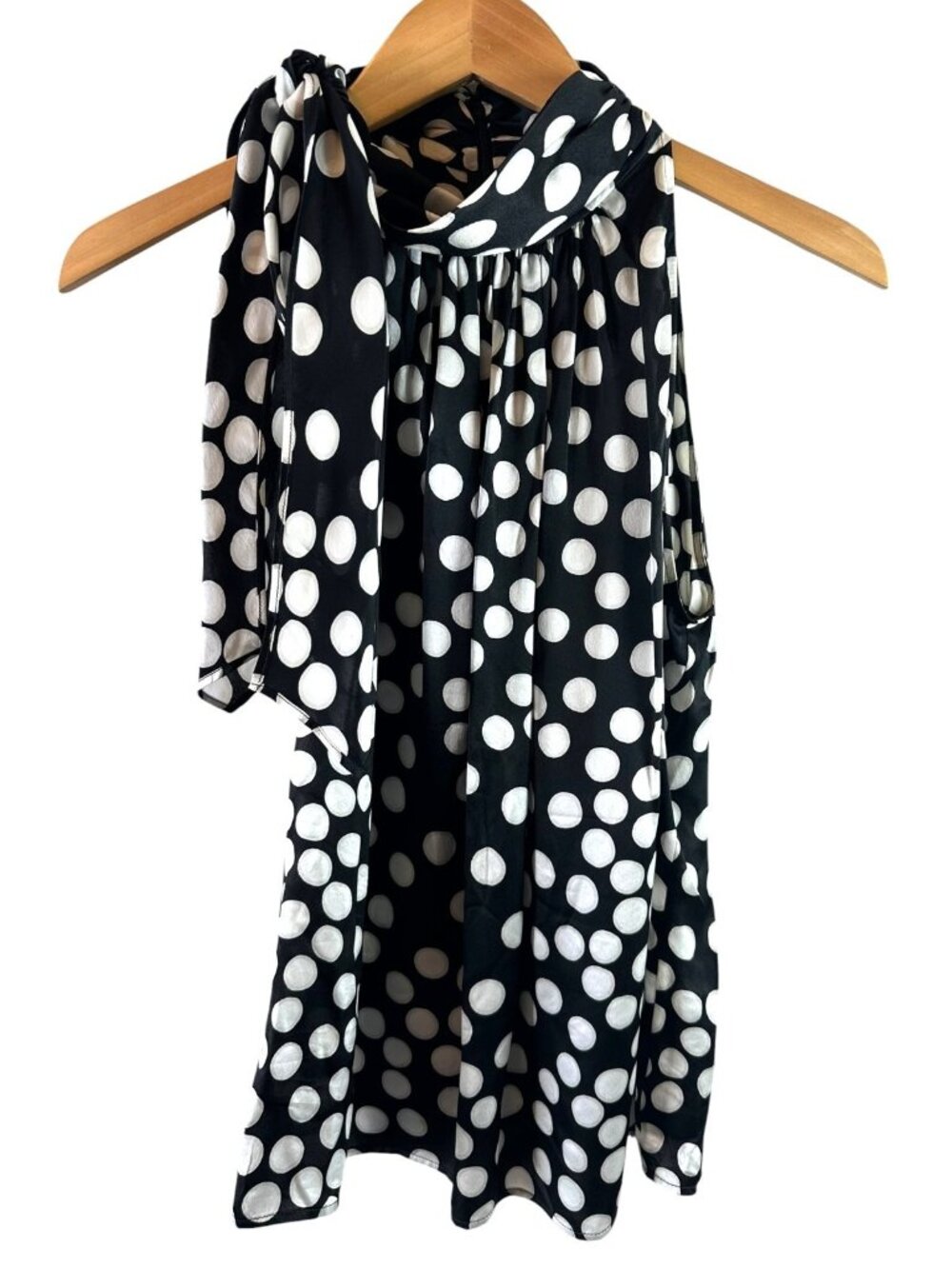 St John Collection Black White Polka Dot Silk Sleeveless Blouse Size S - Picture 3 of 7